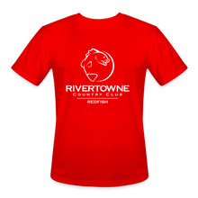 Load image into Gallery viewer, Rivertowne Redfish Swim Team Men’s Moisture Wicking Performance T-Shirt - red