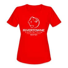 Load image into Gallery viewer, Rivertowne Redfish Swim Team Women&#39;s Moisture Wicking Performance T-Shirt - red