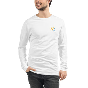 Michael Chadwick Unisex Long-Sleeve Logo Tee (White/Gray)